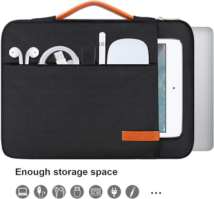 Lacdo 360° Protective Laptop Sleeve Case for 16 inch New MacBook Pro M4/M3/M2/M1 Pro/Max A3403 A3186 A2991 A2780 A2485 A2141 2024-2019, 15 inch Surface Laptop 7th Copilot+PC/6/5/4/3 Computer Bag,Black