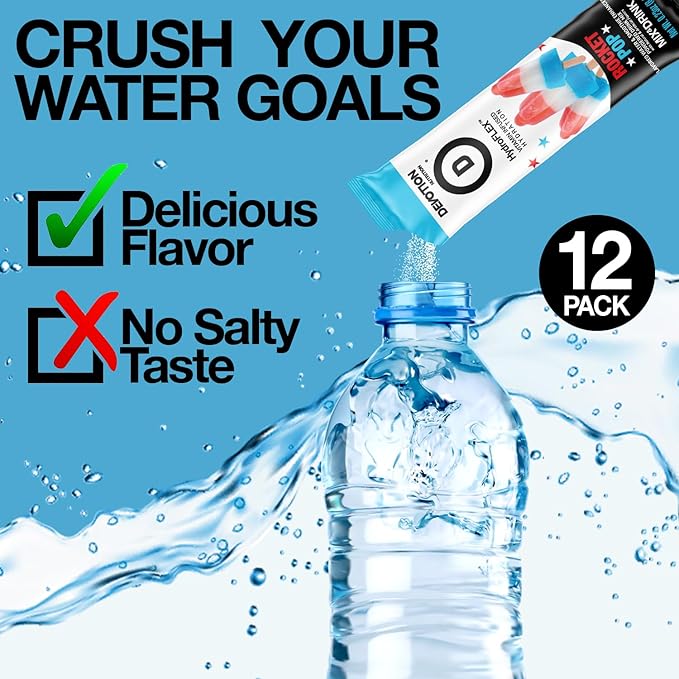 Devotion Nutrition HydroFLEX Water Flavoring Packets – Sugar-Free Hydration with Vitamins & Electrolytes – Dye-Free, Gluten-Free (Rocket Pop) 12-Pack Drink Mix