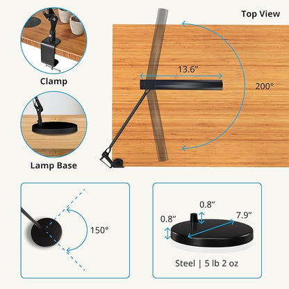 UPLIFTDESK E7 LED Desk Lamp - Adjustable 3 Color Modes, Dimmable Home Office Desk Light for Standing Desk, Dual Monitors, Aluminum Task Lamp (Black Base)