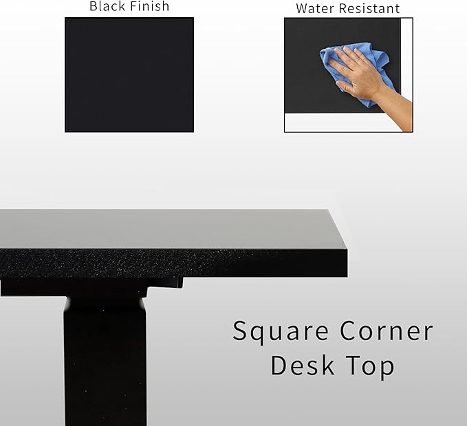 VIVO Electric Height Adjustable 84 x 71 inch Corner Memory Stand Up Desk, 2 Black Solid Square Corner Table Tops, Black Frame, L-Shaped Workstation, 3E-S Series, DESK-KIT-3E10SB