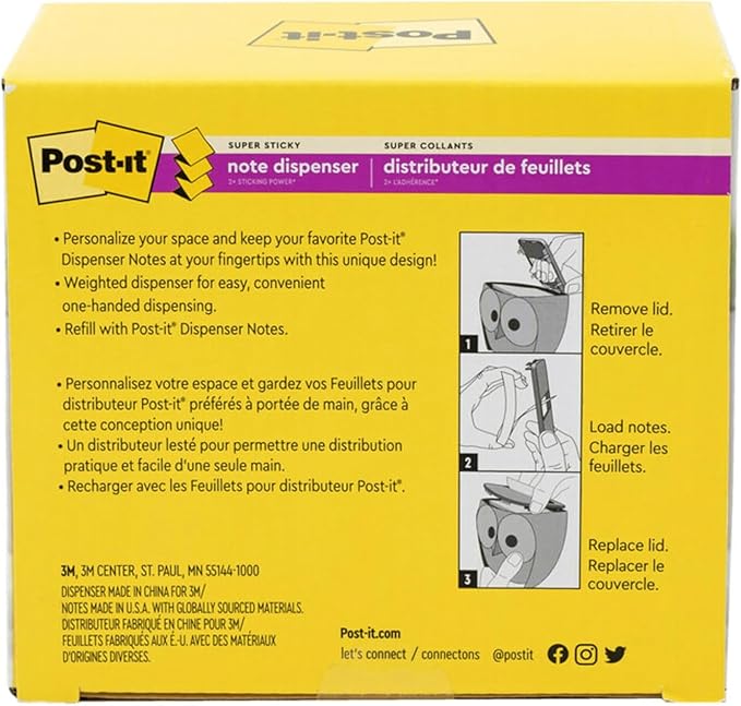 Post-it Owl Note Dispenser, Includes 1 Pad of Post-it 3 in X 3 in Super Sticky Dispenser Pop-up Notes, 45 Sheets (OWL-330-BK) (Pack of 6)