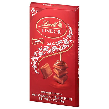 Lindt LINDOR Milk Chocolate Truffle Bar, Chocolate Candy Bar with Smooth Center, 3.5 oz.