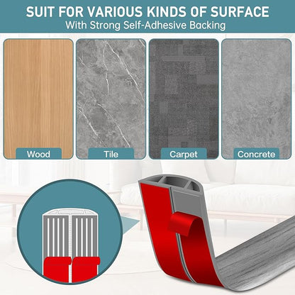 Floor Cord Cover Self Adhesive Cord Hider Floor Extension Cord Covers for Floor Power Cord Protector Cable Management Prevent Cable Trips Cable Cavity 0.51" W x 0.31" H (Light Grey Wood, 20Ft)
