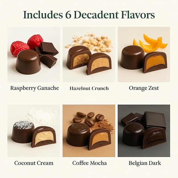 Andy Anand Chocolatier Sugar Free Belgian Dark Chocolate Truffles - Gluten Free & Diabetic-Friendly Chocolate Truffles Gift Box, Assorted Flavors Belgian Truffles With Guilt-Free Indulgence (15 Pcs)