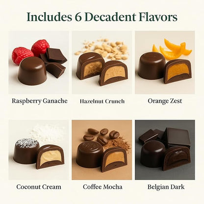 Andy Anand Chocolatier Sugar Free Belgian Dark Chocolate Truffles - Gluten Free & Diabetic-Friendly Chocolate Truffles Gift Box, Assorted Flavors Belgian Truffles With Guilt-Free Indulgence (15 Pcs)