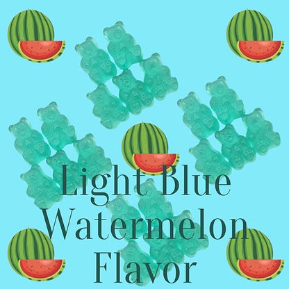 Irresistibly Delicious Light Blue Watermelon Gummy Bears - 1.5 lbs of Fruity Bliss-Soft, Chewy, and Bursting with Tangy Delight-Great for Kids and Adults of All Ages(24 oz)
