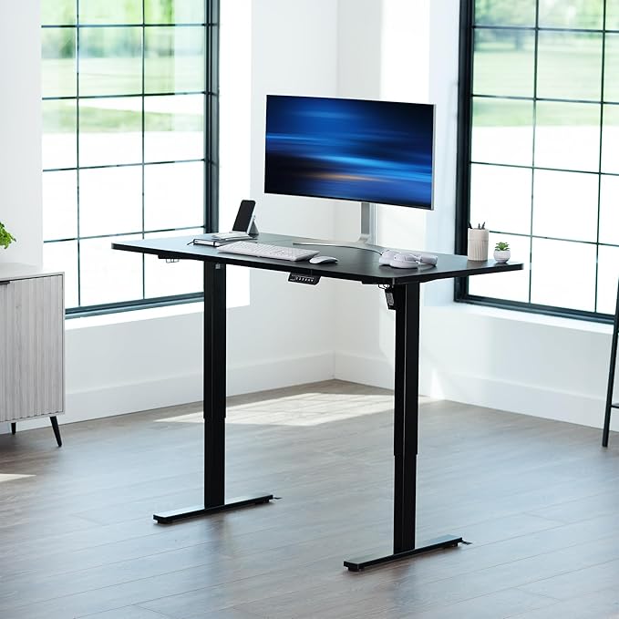 VIVO Electric 60 x 30 in Standing Desk, Memory Height Adjustment, 1B Series, Black Top Black Frame, DESK-KIT-1B6B-30