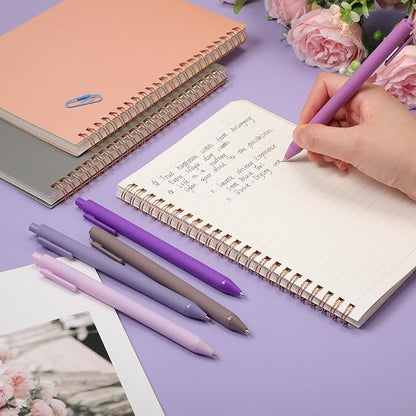Crtiin 50 Pcs Gel Ink Pens Bulk, Black Ink 0.5mm Fine Point Retractable Pen Smooth Writing Office School Supplies for Teacher Server Operation Christmas Charity Donation Thanksgiving (Purple Series)
