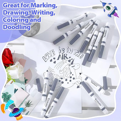 Janlaugh 24 Pcs Washable Markers Bulk Broad Line Markers Coloring Conical Tip Large pens for Kids art projects, Teachers, Students, Toddlers, Party Favors, Classrooms, Donations(Gray)