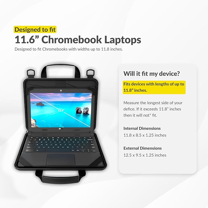 UZBL 11-11.6 Inch Always-on Chromebook Protective Hard Case with Accessory Pouch and Adjustable Shoulder Stra (20 Pack)