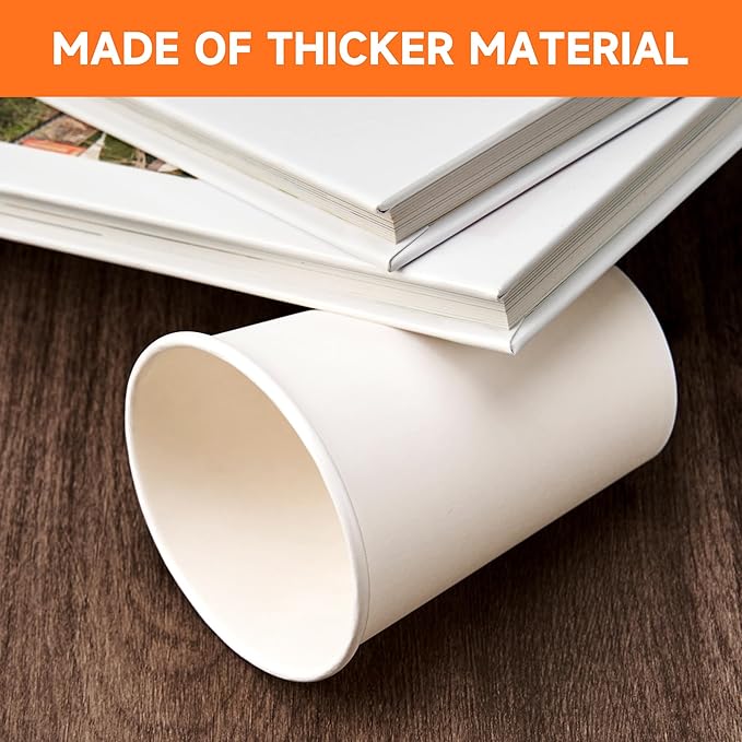 12 oz Disposable Paper Coffee Cups [1000 Pack], White Hot Paper Cups, Thickened Design for Bistros, Parties, and Events