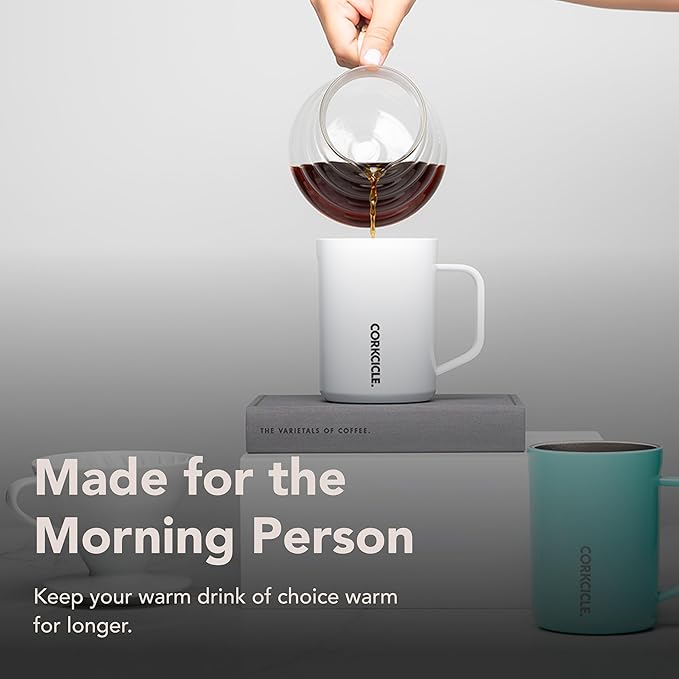 Corkcicle Classic Coffee Mug - Triple Insulated Stainless Steel Travel Mug - Shatter-Proof Lid - Keeps Drink Hot Over 3 Hours - Holiday Mug Gift - Great for Gifting Warmth - 16 oz - Desert Rose