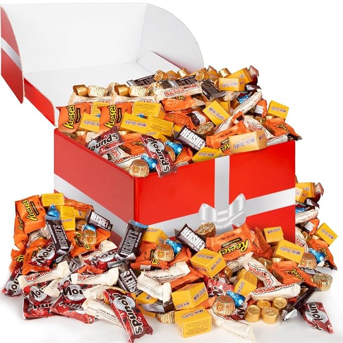 Chocolate Candy Variety Pack in Red Gift Box , Bulk Individually Wrapped, Mini Chocolate Candy Variety Pack, Ideal , Bulk Chocolate, Perfect for Parties, Office Treats, and Holiday Celebrations (5 Pound)