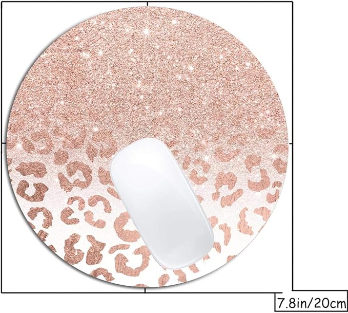 Rose Gold Glitter Ombre Mouse Pad Round Non-Slip Rubber Mousepad Laptop Office Computer Decor Cute Desk Accessories Customized Design Mouse Pad