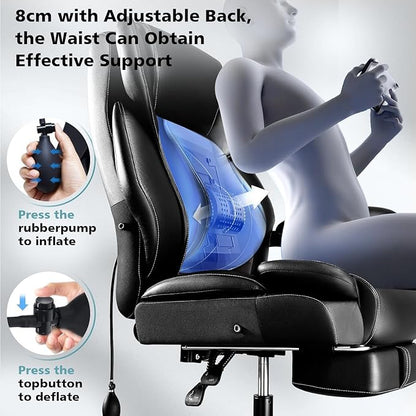 600lbs Big and Tall Office Chair for Heavy People,Heavy Duty Comfy Executive Office Desk Chair with Adjustable Lumbar Support,High Back Reclining PU Leather Computer Chair,Metal Base (Classic, Black)