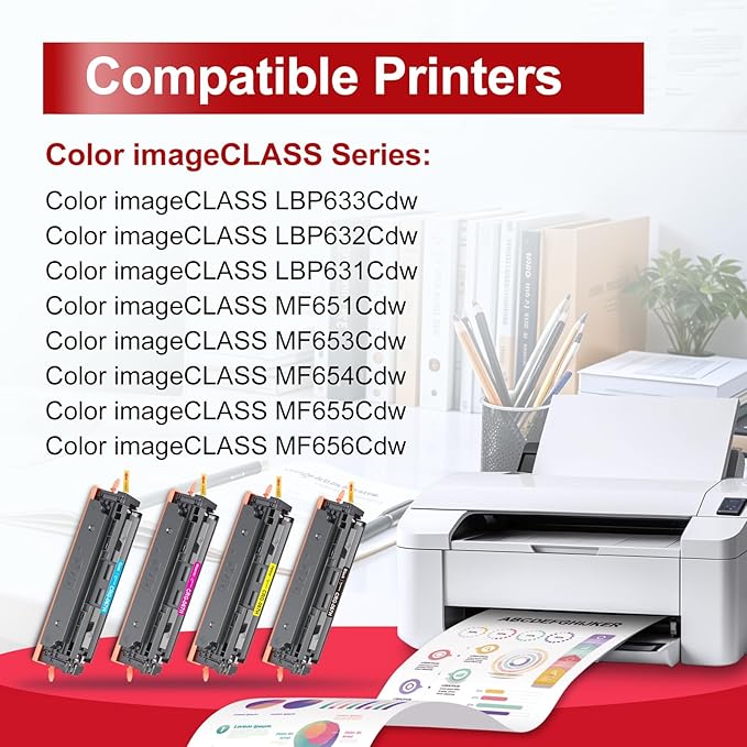 InkNI 067H 067 Toner Cartridge Set Replacement for Canon 067H Toner Cartridge Set for Canon ImageCLASS MF656Cdw MF654Cdw LBP632Cdw LBP633Cdw MF653Cdw Printer Ink High Yield (4 Pack, BK/C/M/Y)