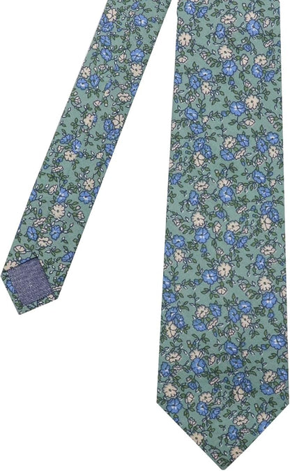 Cotton Floral Ties for Men 2.76" Men's Skinny Tie Linen Flower Printed Neck Tie for Wedding Dating Party