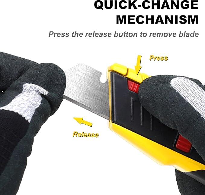 TOPLINE Heavy Duty Auto-Loading Utility Knife, Safety Box Cutter Knife for Quick Blade Change, Box Cutter Retractable with Blade Storage, 5-Piece SK5 Blades Included