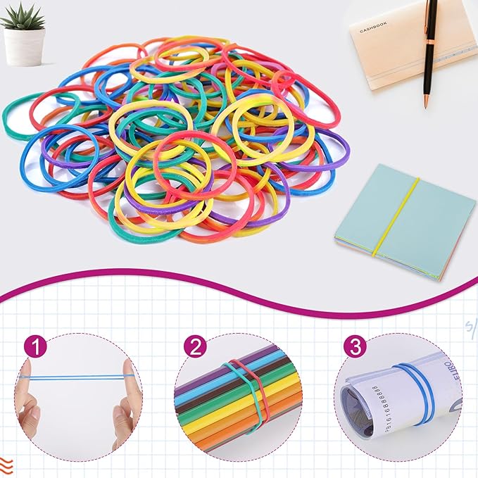 350 Pcs Paper Clips Binder Clips Assorted Sizes, Colored Office Clips Set Paperclips Paper Clamps Rubber Bands Push Pins for Office and School Supplies