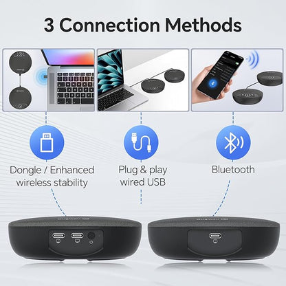 N newline Conference Speaker and Microphone, 2pk Bundle Conference Microphone w/Daisy Chain, 360° Voice Pickup, Noise Reduction, Bluetooth Speakerphone for Large Meetings Team Zoom, NewPie 90