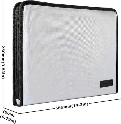 ENGPOW Expanding File Folder Important Document Organizer Fireproof and Waterproof Document Bag with A4 Size 13 Pockets Zipper Closure Non-Itchy Silicone Coated Portable Filing Wallet Pouch(Silver)
