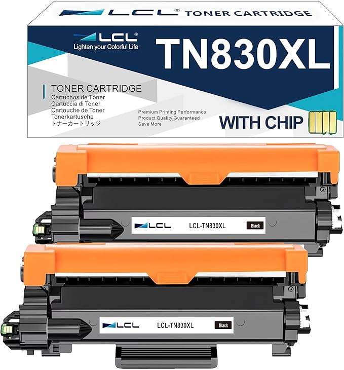 LCL TN830XL Black Toner Cartridge Replacement for Brother TN830 TN830XL TN-830 TN-830XL for DCP-L2640DW MFC-L2820DW HL-L2405W HL-L2400D HL-L2460DW HL-L2465DW HL-L2480DW MFC-L2760DW (2-Pack)