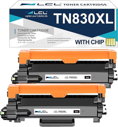 LCL TN830XL Black Toner Cartridge Replacement for Brother TN830 TN830XL TN-830 TN-830XL for DCP-L2640DW MFC-L2820DW HL-L2405W HL-L2400D HL-L2460DW HL-L2465DW HL-L2480DW MFC-L2760DW (2-Pack)