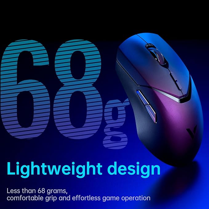 Rapoo VT9Pro Wireless Gaming Mouse - Esports Grade Performance Gaming Mice, PAW 3398 Sensor, 26000 DPI, 1ms Response Time, 68g Lightweight, 10 Programmable Buttons, Long Battery Life, Black