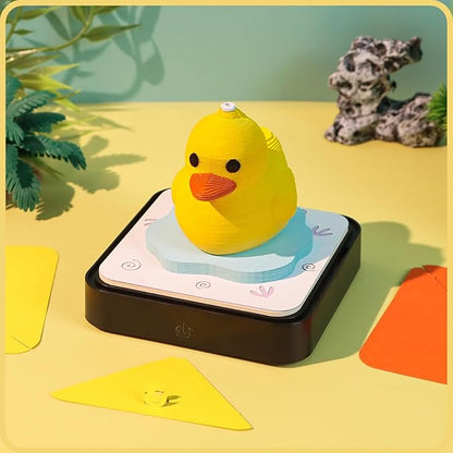 3D Time Piece Calendar 2026 DIY Tear Away Carving Art 3D Memo Pad With LED Lights sculpture artsy pads calendar notepad Desktop Decor-Yellow Duck