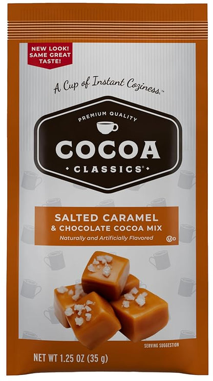 Cocoa Classics Variety Pack: Cocoa Mix, Chocolate Supreme, Arctic White, Salted Caramel Hot Chocolate Made with Nonfat Milk, Just Add Water, Make Hot or Iced, 1.25oz Packets (Pack of 36)