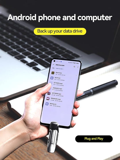MOVE SPEED 256GB Solid State Flash Drive 400MB/s High Speed Type C + USB 3.2 Drive Dual Port, Thumb Drive Compatible with iPhone 15, 16 Series/Android Phone/MacBook/Audio/Smart TV(1 Pack)