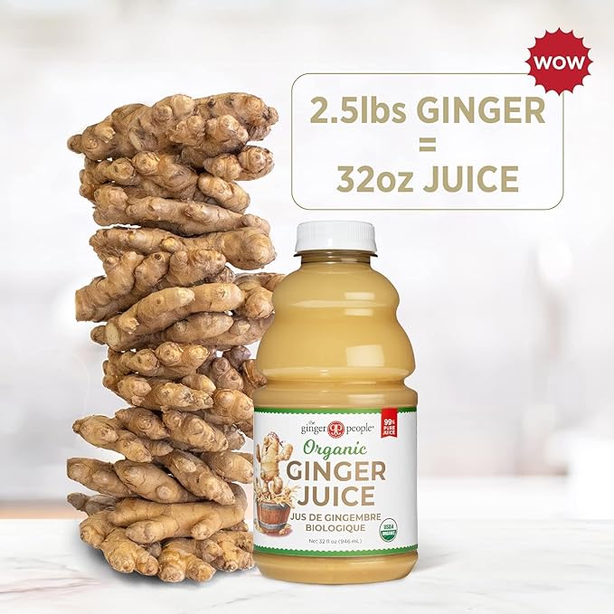 The Ginger People 99% Pure Organic Ginger Juice – Digestive Health, Premium Quality, 32 Fl Oz Bottle (Pack of 12)
