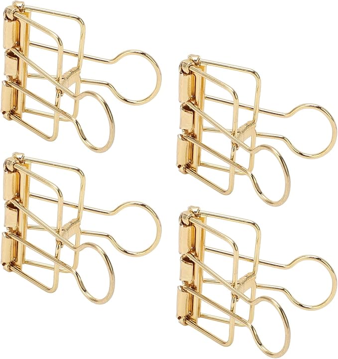 Clips 32mm Metal, 50 Pieces Strong Clamping Force, Hollow Design, Bronze - Assorted Sizes, Medium Shaped Paper Clips, Cute Office and School Supplies (Gold)