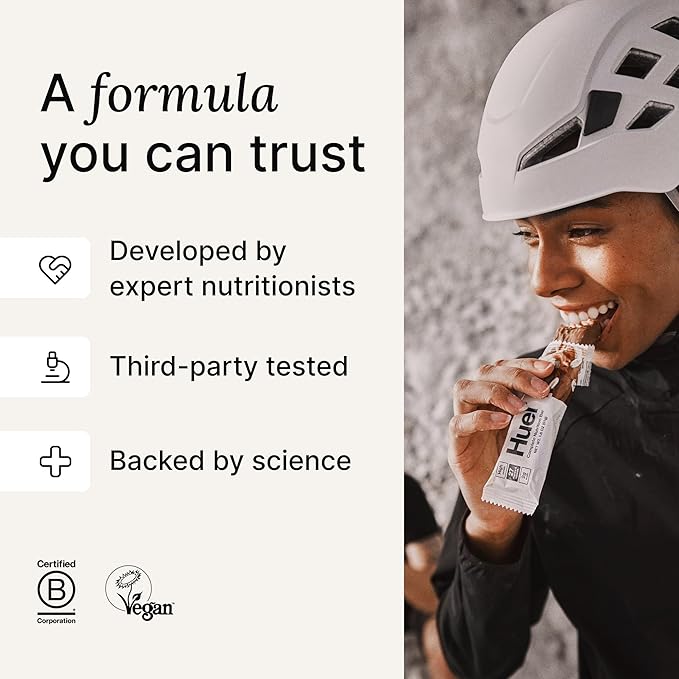 Huel Complete Nutrition Vegan Protein Bars | Chocolate Caramel | 13g Protein | 27 Vitamins & Minerals, 2g Sugar, Non-GMO, 100% Plant Based Snack | 12 Pack
