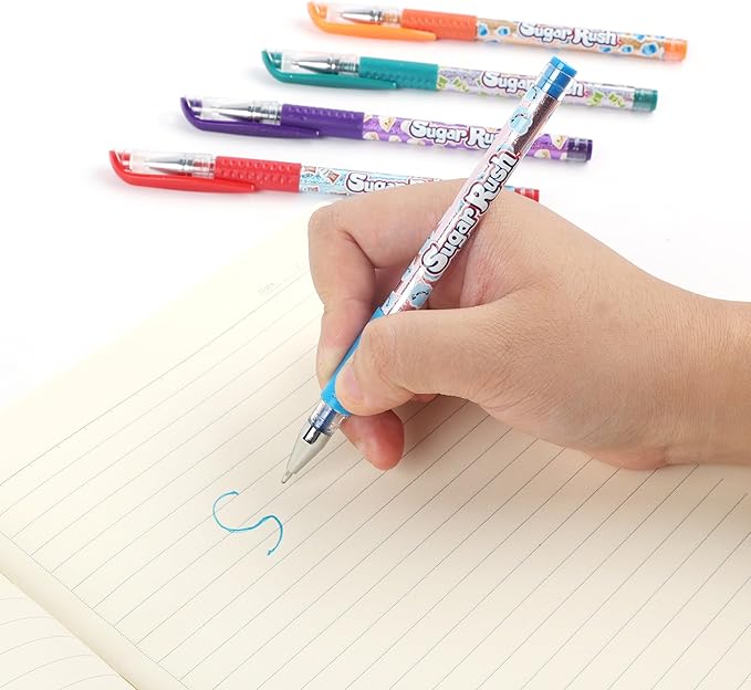 Scentos Sugar Rush Colored Gel Pens for Kids - Candy Scented Pens - Medium Point Gel Pens for Coloring - For Ages 4 and Up - 5 Count (Glitter)