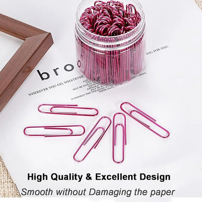 PaperClips, 100PCS 2" Large Paper Clips(50MM) in Recyclable Container, Big PaperClips with Vinyl Coated, Jumbo Paper Clip Great for Home, School and Office, PVC Free Pink PaperClips