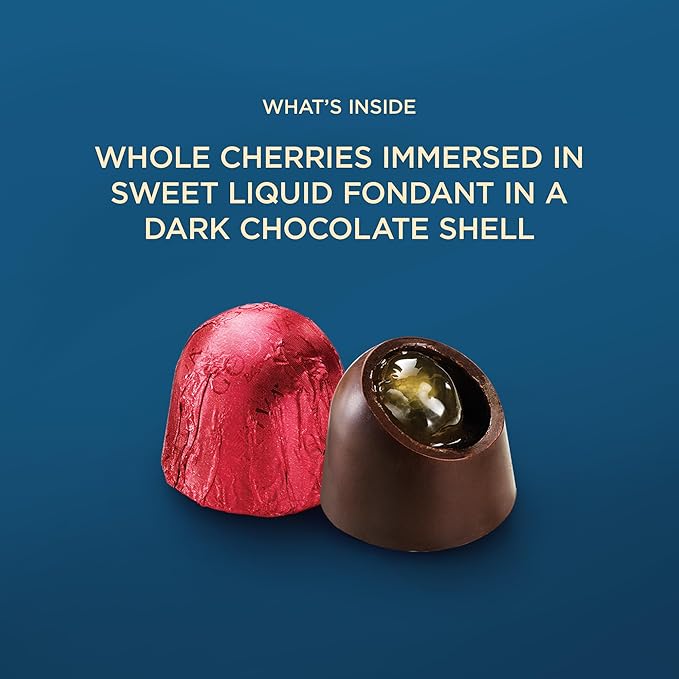 Godiva Holiday Chocolate Covered Cherries Cordial Gift Box - Christmas Candy Assortment with Festive Ribbon, Perfect for Holiday Gift Baskets, 24 Pc