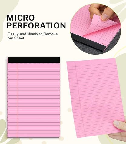 24 Pack Note Pads 5x8, Narrow Ruled Legal Pad, Multicolor Small Notepads, 30 Sheet/Notepad, Colored Lined Paper, Pink Legal Pad, Purple Notepad, Perforated Lined Note Pads for College, Office, Home