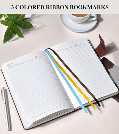 365 Page Thick Lined Journal Notebook for Men Women, A5 Leather Journals for Writing, Hardcover Notebooks for Work, School, Note Taking,Travel, Business,Personal Diary, College Ruled 5.9" x 8.4"
