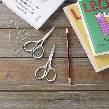 Stainless Steel Small Scissors with Textured Handle - All Purpose for Arts, Crafts, Sewing, Office & Kitchen, Sharp & Durable Cutting Tools