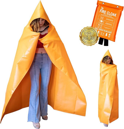 Supa Ant Silicone Fire Cloak for Fireproof Suit Emergency Blanket for Home and Kitchen - Emergency Poncho as Heat Shield Blanket - Fire Resistant Hoodie - Escape Suit with Cape and Hood (47x39 in.- S)