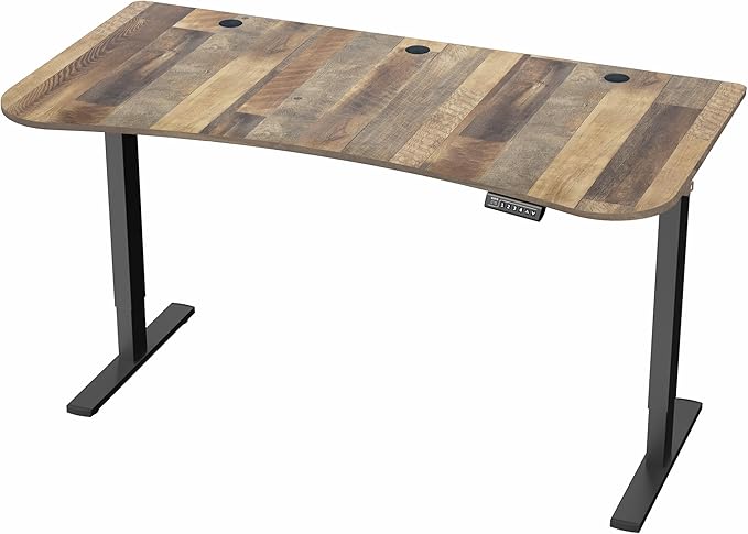 VIVO Electric 63 x 32 in Standing Desk, Memory Height Adjustment, 1B Series, Reclaimed Wood Top Black Frame, DESK-KIT-1B1P