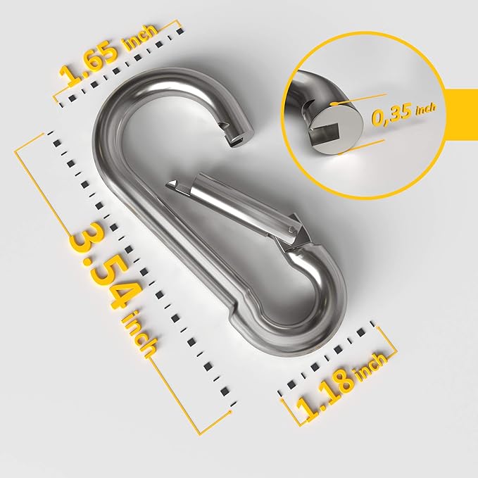 dimok Heavy Duty Carabiner Clips Stainless Galvanized Carbon Steel Spring Snap Hook Set for Camping Swing Boating Hammock Hiking 3 1/2 Inch