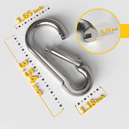 dimok Heavy Duty Carabiner Clips Stainless Galvanized Carbon Steel Spring Snap Hook Set for Camping Swing Boating Hammock Hiking 3 1/2 Inch