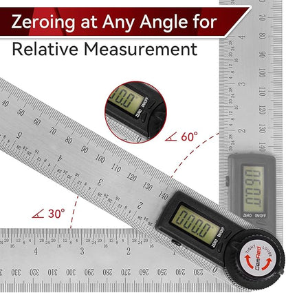 GemRed 82305 Digital Angle Finder Push Pin Protractor-Stainless Steel (With Button Battery Removal Pin)