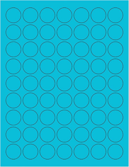 NextDayLabels - 8-1/2 x 11 Neon Color High Light Fluorescent Labels for Laser & Inkjet Printer (Blue Fluorescent, 1" Round - 63 per Page - 1575 Labels)