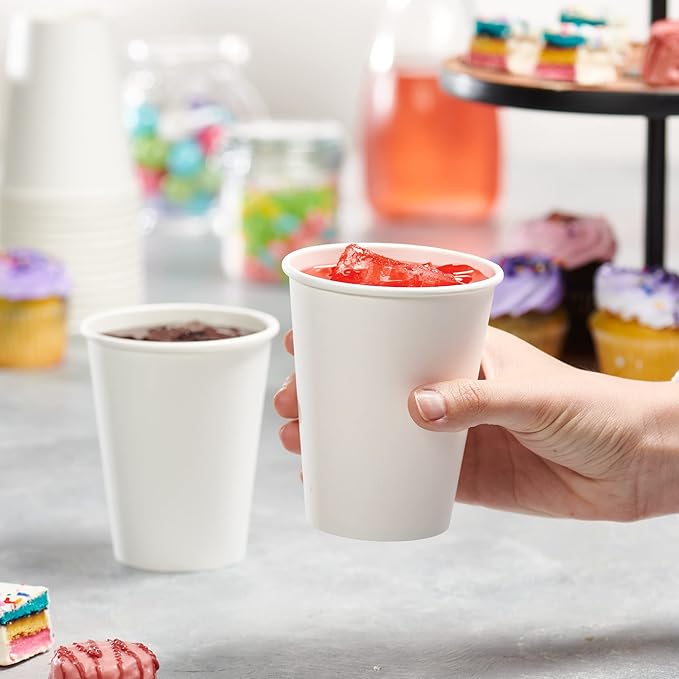 GUSTO White Paper Cups [12 oz - 300 Count] Disposable Coffee Cup for Hot Drinks – Sturdy & Eco-Friendly – for Tea, Cocoa & More – Formerly Comfy Package