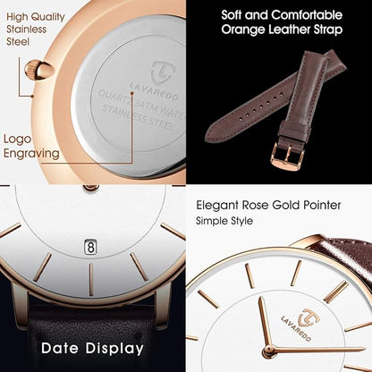 BEN NEVIS Watch, Mens Watch, Minimalist Fashion Simple Wrist Watch Analog Date with Leather Strap