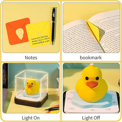 3D Time Piece Calendar 2026 DIY Tear Away Carving Art 3D Memo Pad With LED Lights sculpture artsy pads calendar notepad Desktop Decor-Yellow Duck