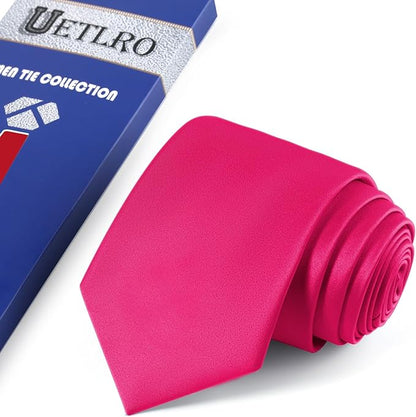 Black Ties For Men Solid Pure Color Formal Neckties 3.15" (8CM) Men's Tie for Business and Wedding with Gift Box